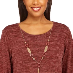 Petite Alfred Dunner Sorrento Mélange Grommet Trim Top -Cuddl Duds SHOP 5847640 ALT4
