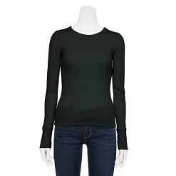 Juniors' SO® Slim Fit Long Sleeve Top 17 Juniors' SO® Slim Fit Long Sleeve Top -Cuddl Duds SHOP 5900267 Black Luxe