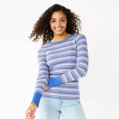 Juniors' SO® Slim Fit Long Sleeve Top 15 Juniors' SO® Slim Fit Long Sleeve Top -Cuddl Duds SHOP 5900267 Blue Brown Stripe