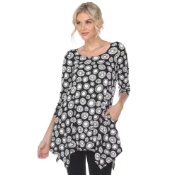 Women's White Mark Print Handkerchief Tunic Top