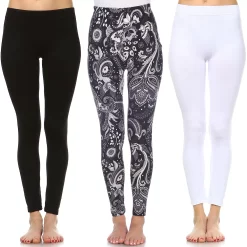 Women's White Mark 3-Pack Leggings Set 15 Women's White Mark 3-Pack Leggings Set -Cuddl Duds SHOP 5907720 Black Paisley White