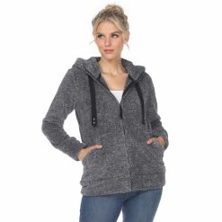 Women's White Mark Sherpa Hoodie -Cuddl Duds SHOP 5907724 Charcoal