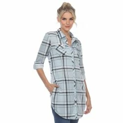 Women's White Mark Plaid Tunic Top -Cuddl Duds SHOP 5907726 ALT2