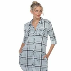 Women's White Mark Plaid Tunic Top -Cuddl Duds SHOP 5907726 ALT4