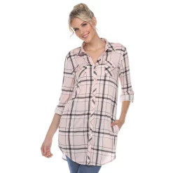 Women's White Mark Plaid Tunic Top