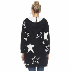 Women's White Mark Star Print Hooded Cardigan -Cuddl Duds SHOP 5907727 ALT