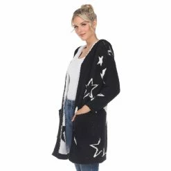 Women's White Mark Star Print Hooded Cardigan -Cuddl Duds SHOP 5907727 ALT2