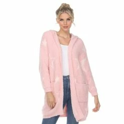 Women's White Mark Star Print Hooded Cardigan