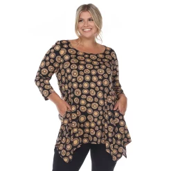 Alternative view of Plus Size White Mark Geometric Circle Tunic Top